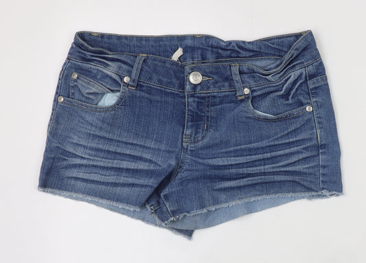 Forever 21 Women Blue Denim Cut-Off Shorts Size 8 Regular Fit Casual