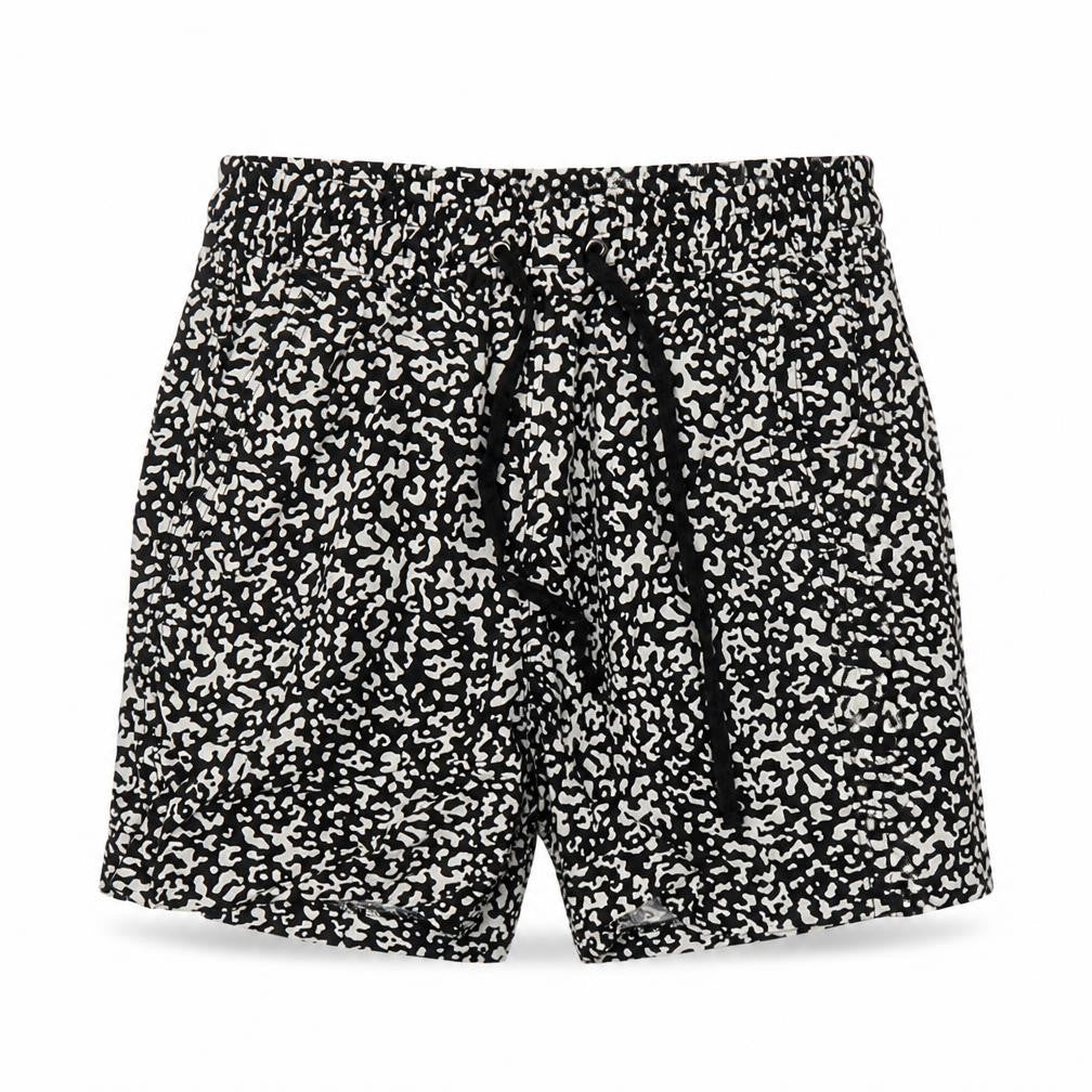 Front view of Marks & Spencer Women Black Print Linen Blend Drawstring Shorts, size 6