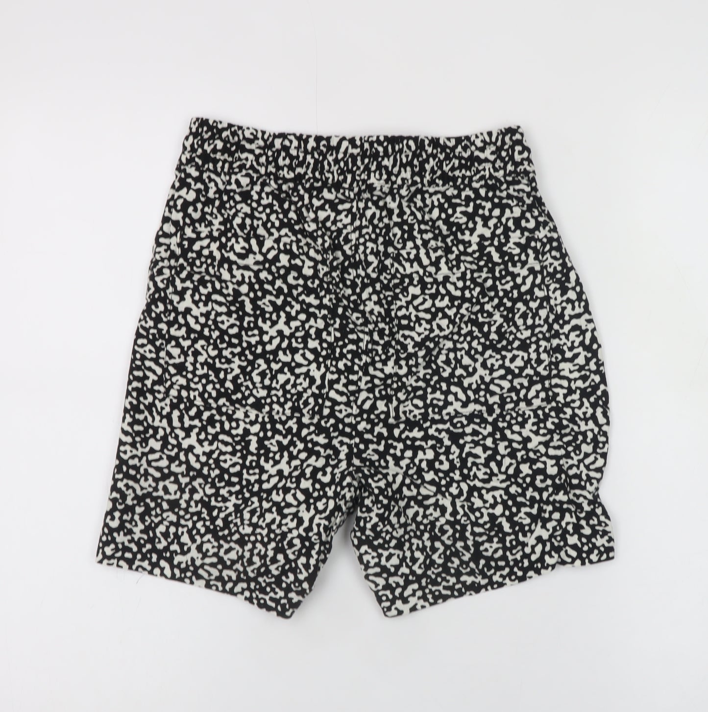 Marks and Spencer Women Black Print Linen Blend Drawstring Shorts Size 6