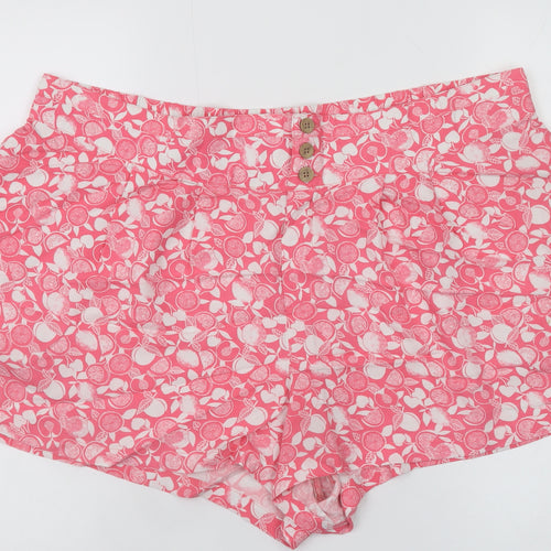 Marks and Spencer Women’s Pink Floral Viscose Paperbag Shorts Size 20