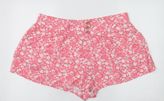 Marks and Spencer Women’s Pink Floral Viscose Paperbag Shorts Size 20