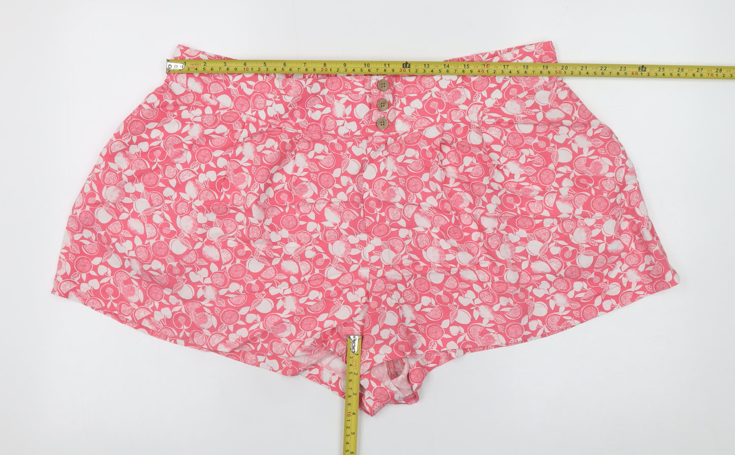 Marks and Spencer Women’s Pink Floral Viscose Paperbag Shorts Size 20