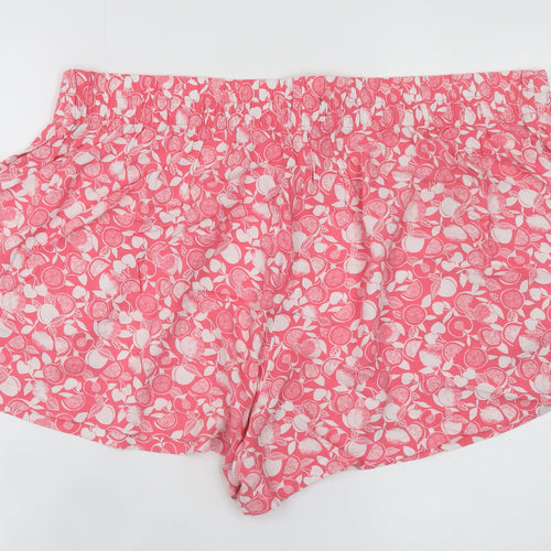 Marks and Spencer Women’s Pink Floral Viscose Paperbag Shorts Size 20