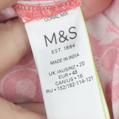 Marks and Spencer Women’s Pink Floral Viscose Paperbag Shorts Size 20