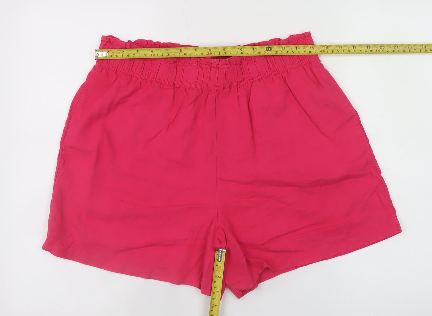 New Look Womens Pink Linen Blend Paperbag Shorts Size 12