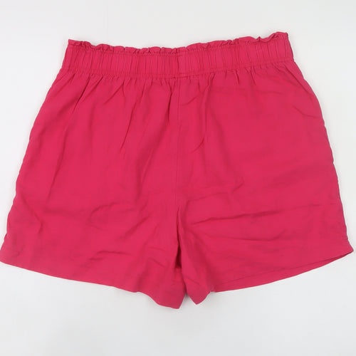 New Look Womens Pink Linen Blend Paperbag Shorts Size 12