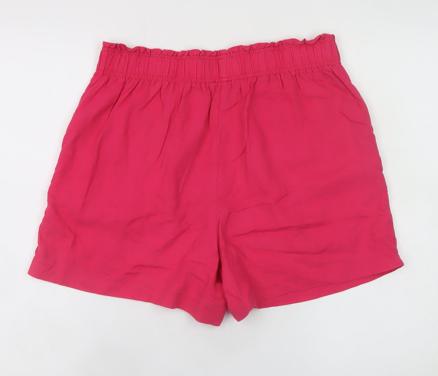 New Look Womens Pink Linen Blend Paperbag Shorts Size 12