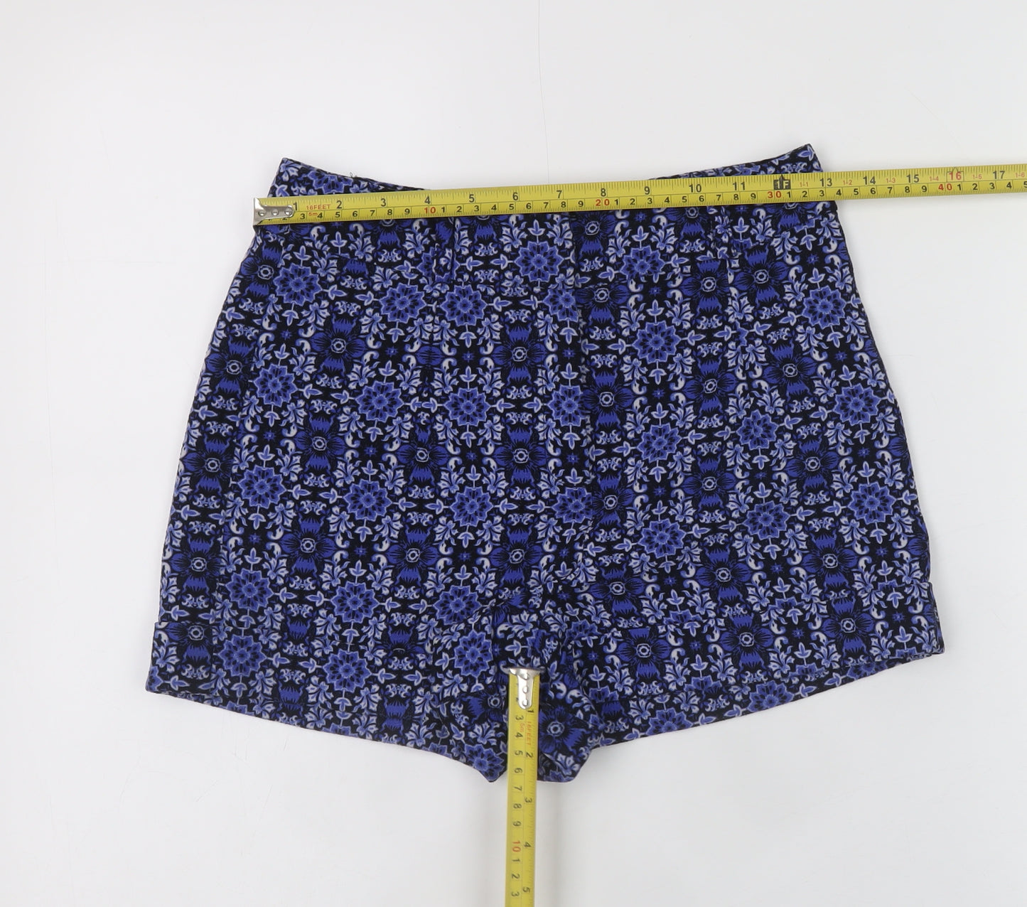 Forever 21 Womens Blue Floral Print XS High Rise Shorts