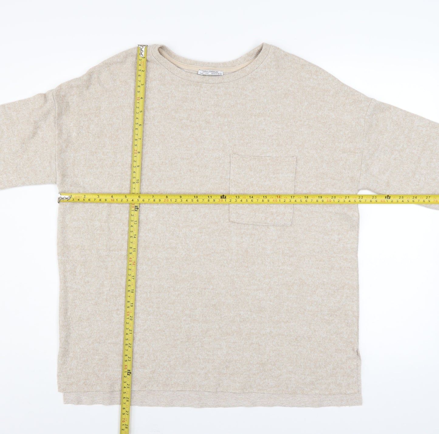 Zara Trafaluc Womens Beige Relaxed Jersey T-Shirt Size S