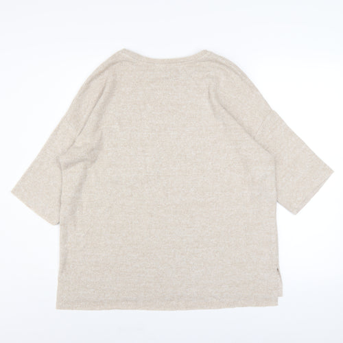 Zara Trafaluc Womens Beige Relaxed Jersey T-Shirt Size S