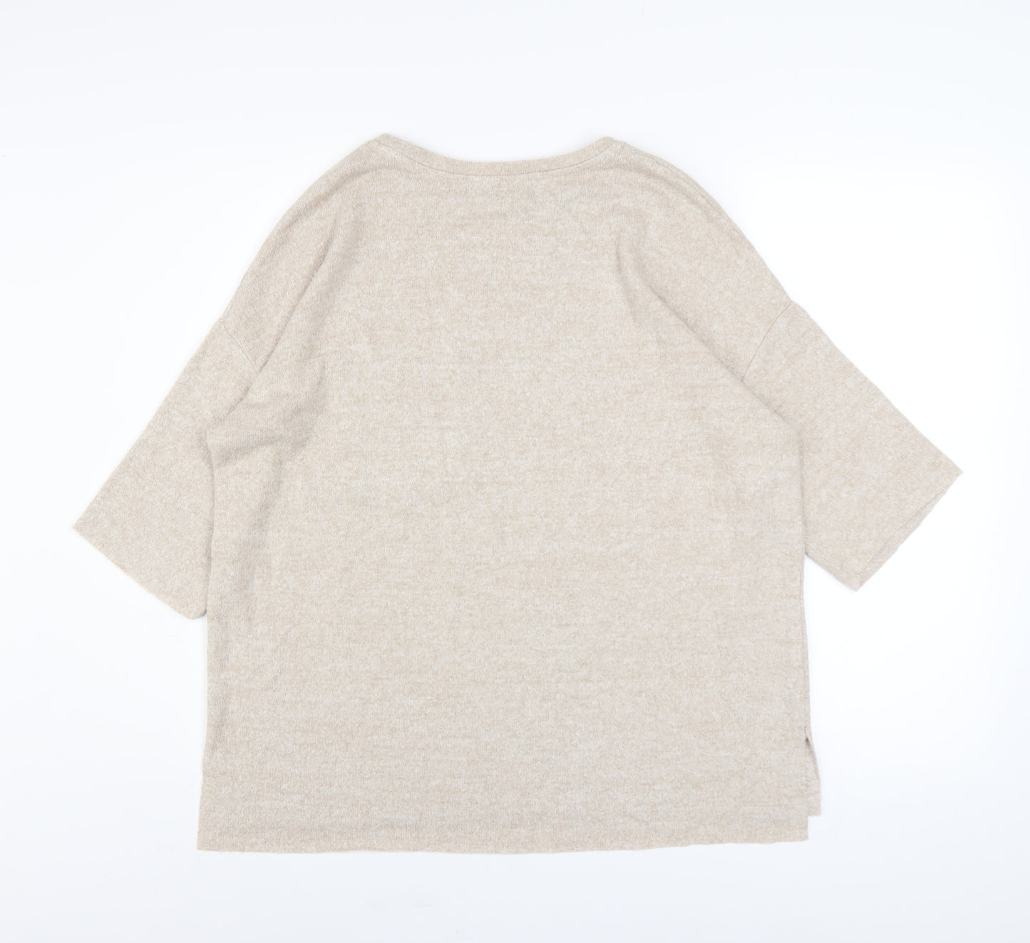 Zara Trafaluc Womens Beige Relaxed Jersey T-Shirt Size S