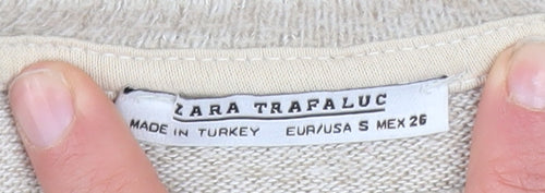 Zara Trafaluc Womens Beige Relaxed Jersey T-Shirt Size S