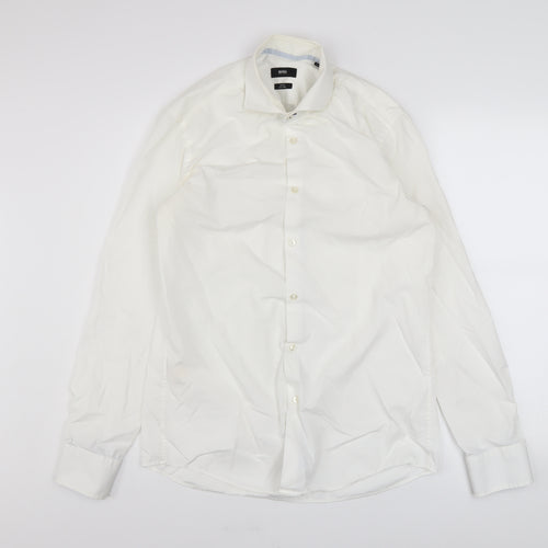 BOSS Hugo Boss Men's White Slim Fit Easy Iron Long Sleeve Shirt 15.5in