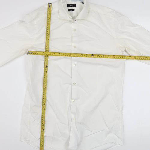 BOSS Hugo Boss Men's White Slim Fit Easy Iron Long Sleeve Shirt 15.5in
