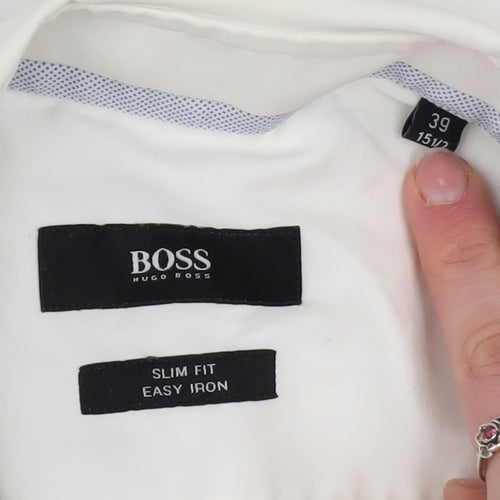 BOSS Hugo Boss Men's White Slim Fit Easy Iron Long Sleeve Shirt 15.5in