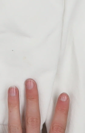 Pull & Bear Women White Cotton Pullover Hoodie Size L Casual