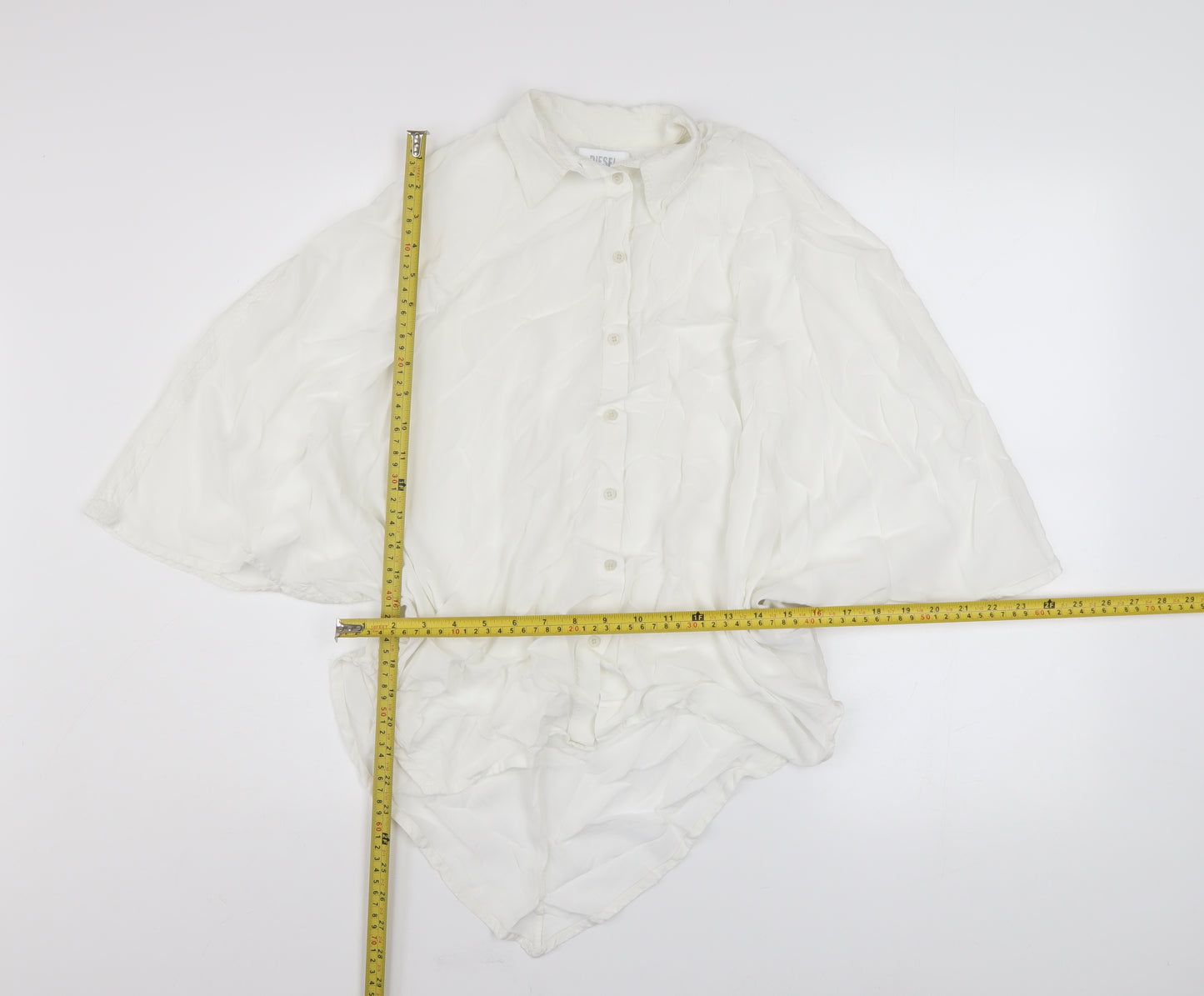 Diesel Women White Relaxed Kimono Button-Up Shirt Size S
