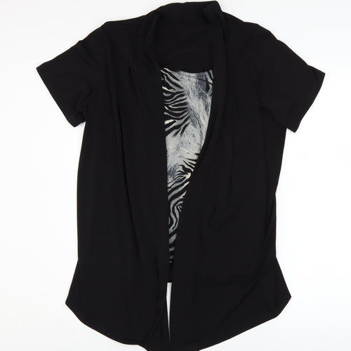 BM Collection Womens Black Size 16 Tunic Blouse with Zebra Print Insert