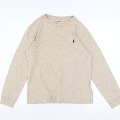 Polo Ralph Lauren Boys Beige Long Sleeve Crew Neck T-Shirt Size 10-12