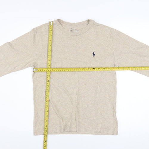 Polo Ralph Lauren Boys Beige Long Sleeve Crew Neck T-Shirt Size 10-12