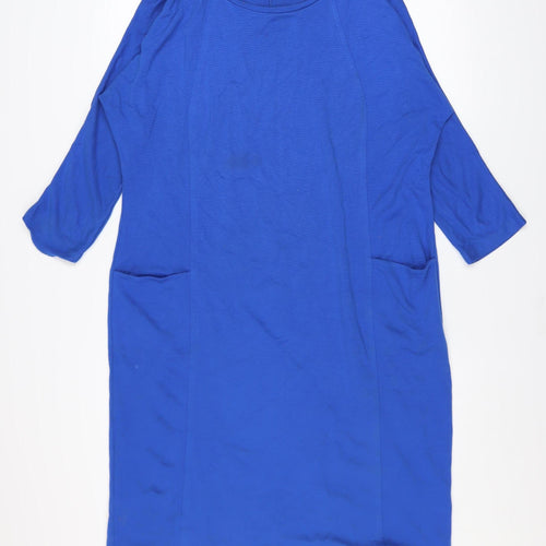 Jaeger Women’s Blue Shift Dress Size M 3/4 Sleeve Viscose Blend