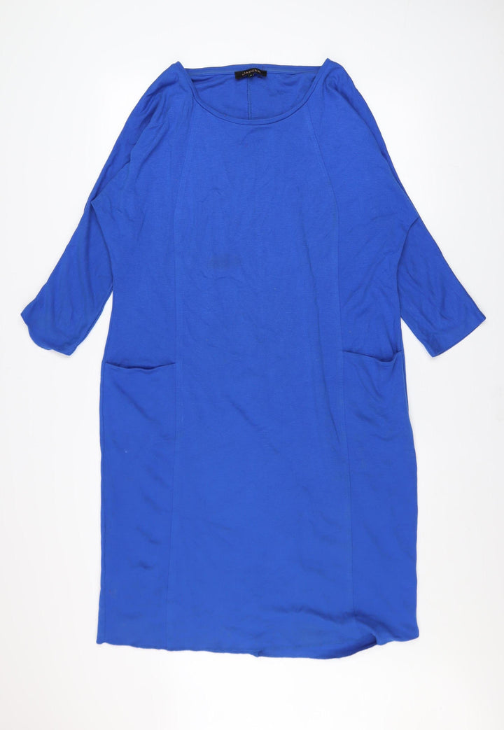 Jaeger Women’s Blue Shift Dress Size M 3/4 Sleeve Viscose Blend