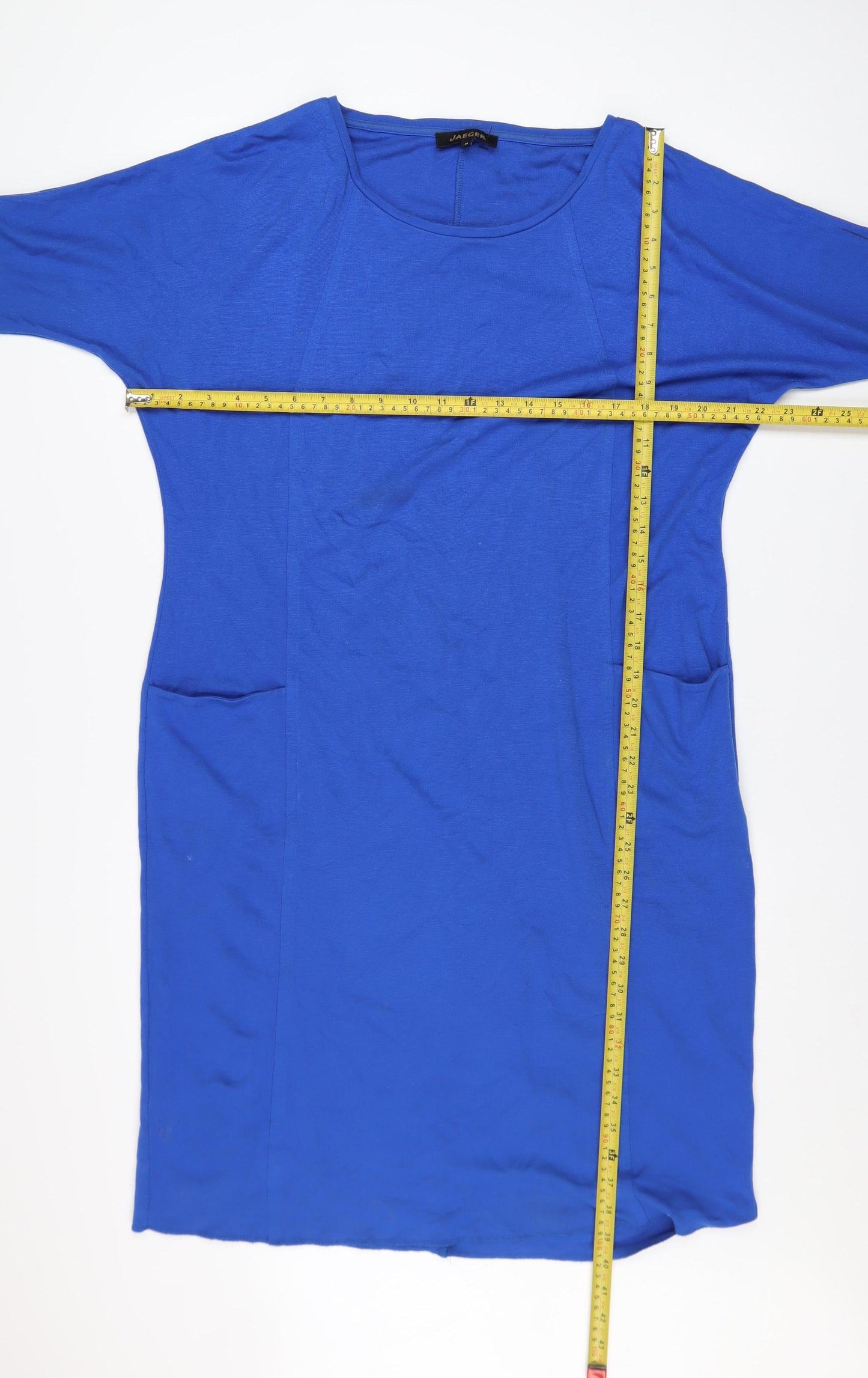 Jaeger Women’s Blue Shift Dress Size M 3/4 Sleeve Viscose Blend