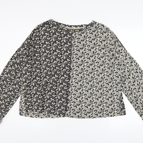 Next Women’s Black Floral Long Sleeve Blouse Size 10 Viscose Mix