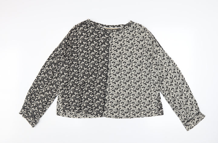 Next Women’s Black Floral Long Sleeve Blouse Size 10 Viscose Mix