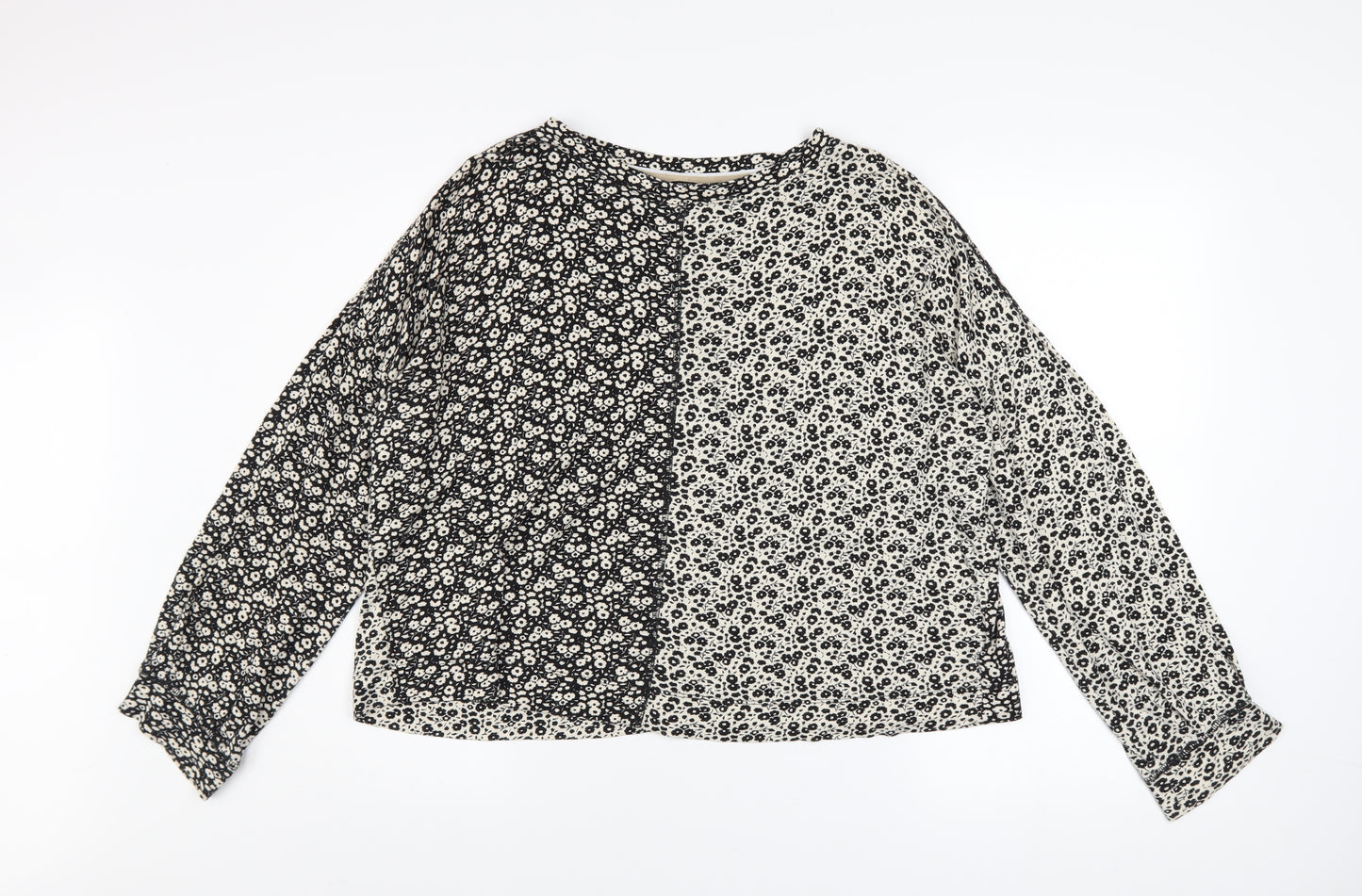 Next Women’s Black Floral Long Sleeve Blouse Size 10 Viscose Mix