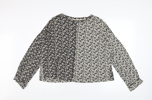 Next Women’s Black Floral Long Sleeve Blouse Size 10 Viscose Mix