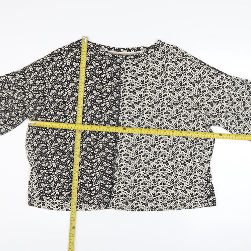 Next Women’s Black Floral Long Sleeve Blouse Size 10 Viscose Mix