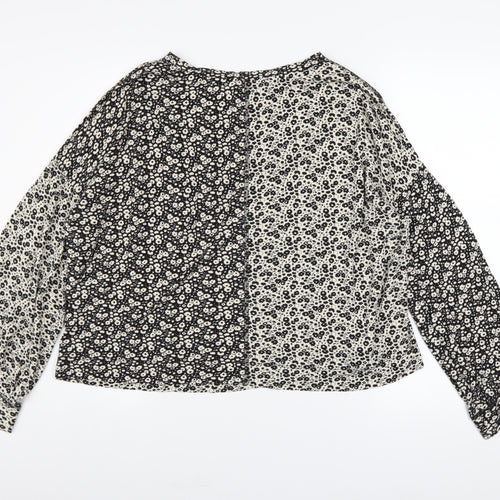 Next Women’s Black Floral Long Sleeve Blouse Size 10 Viscose Mix