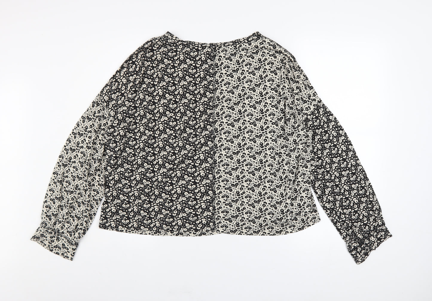 Next Women’s Black Floral Long Sleeve Blouse Size 10 Viscose Mix