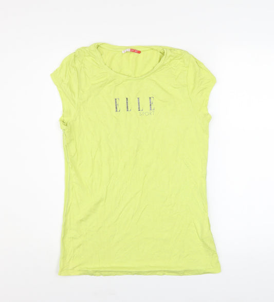 ELLE Sport Women's Yellow Cotton T-Shirt Size L Casual Tee