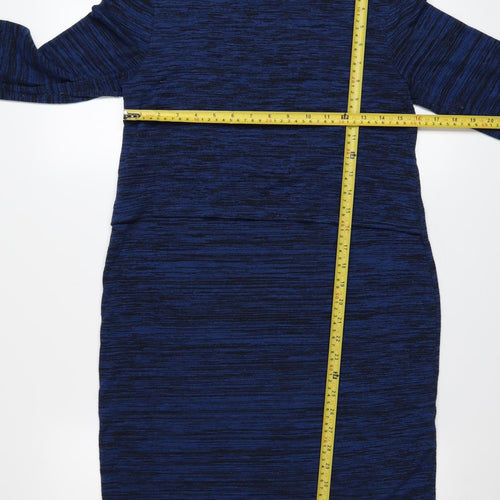 JoJo Maman Bébé Women's Blue Knit Shift Dress Size M Long Sleeve