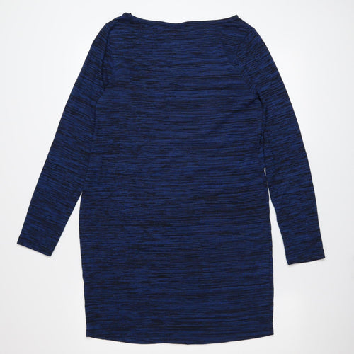 JoJo Maman Bébé Women's Blue Knit Shift Dress Size M Long Sleeve