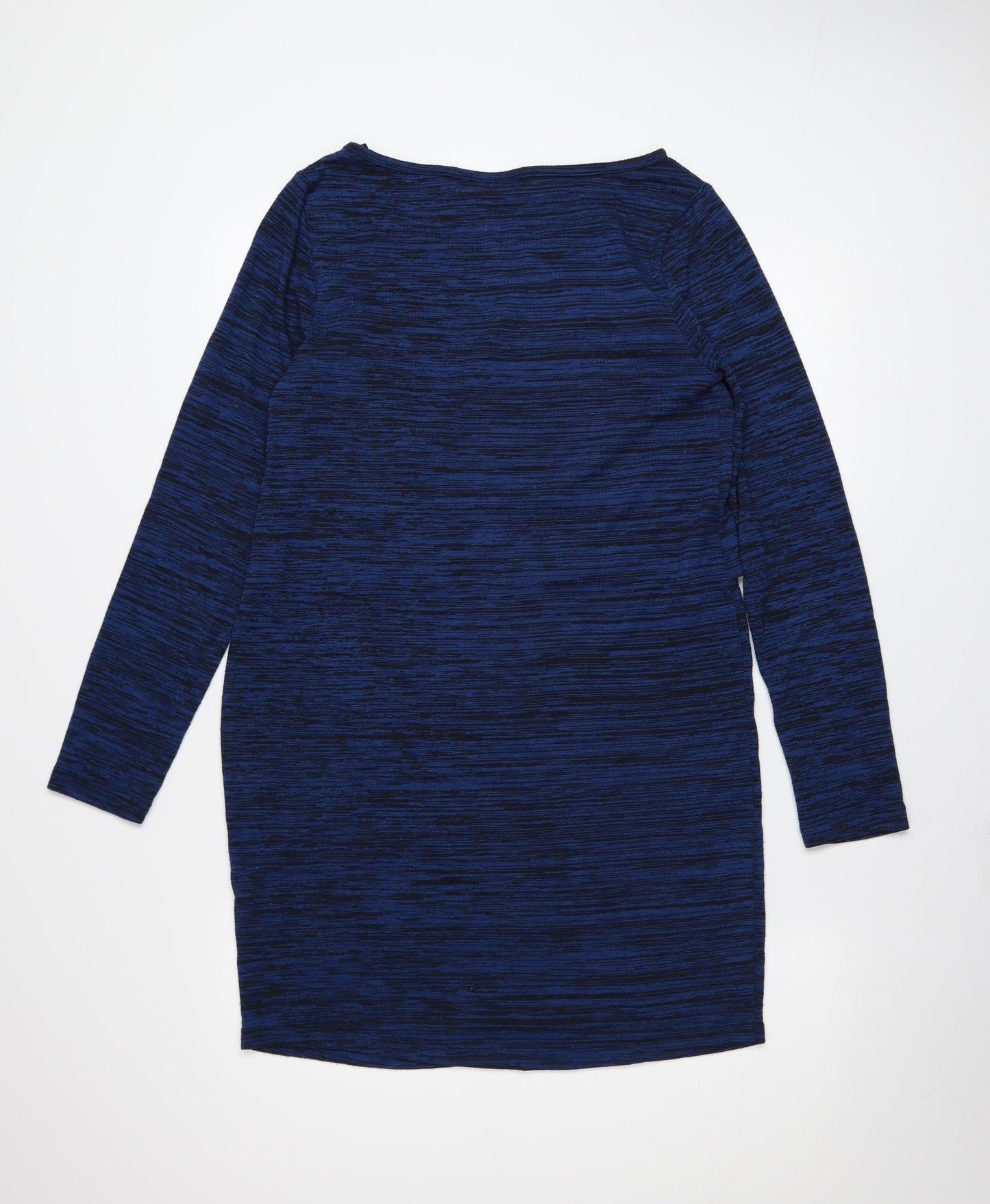 JoJo Maman Bébé Women's Blue Knit Shift Dress Size M Long Sleeve