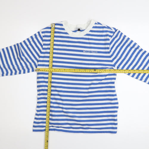 Bella Freud Women's Blue Striped Long Sleeve Cotton T-Shirt XS