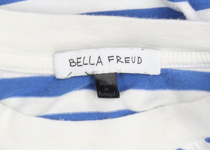 Bella Freud Women's Blue Striped Long Sleeve Cotton T-Shirt XS