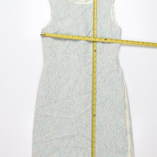 Hobbs Women Multicoloured Size 10 Shift Tweed Knee Length Dress