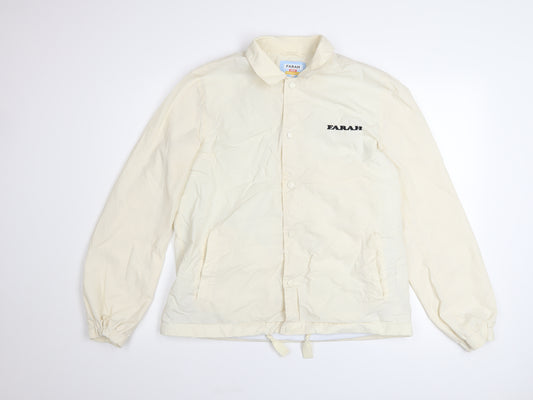 Farah Men’s Ivory Polyamide Coach Jacket Size M Lightweight Casual