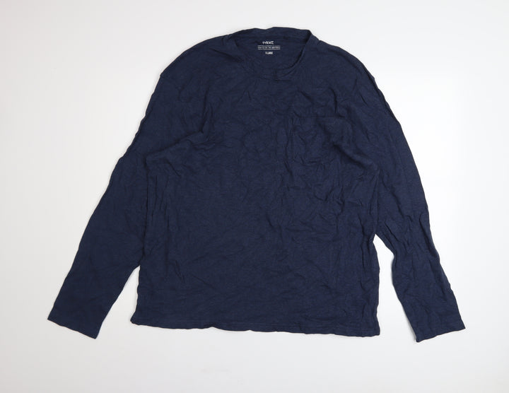 Next Men's Blue Cotton Long Sleeve Crew Neck XL Casual Top