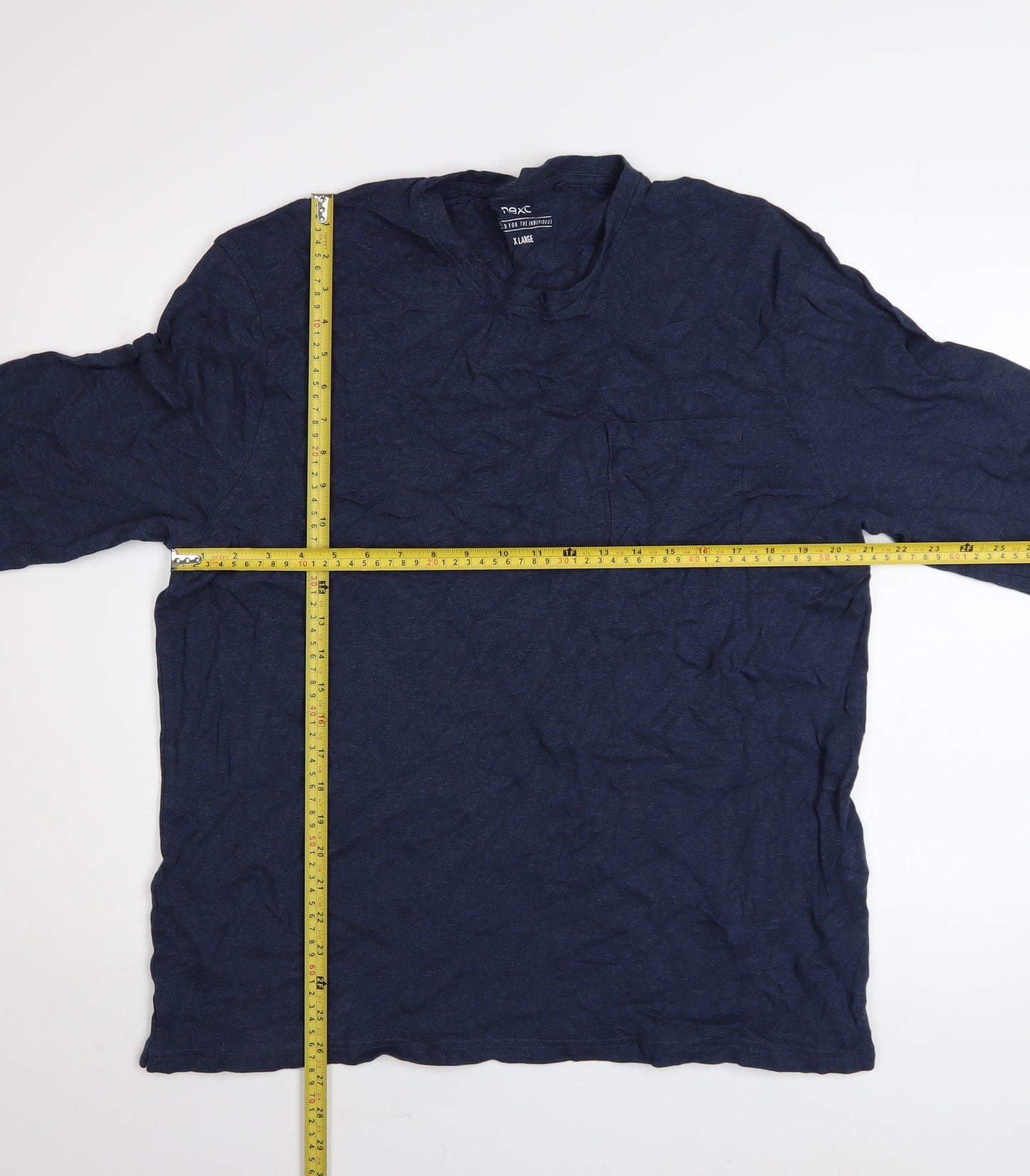 Next Men's Blue Cotton Long Sleeve Crew Neck XL Casual Top