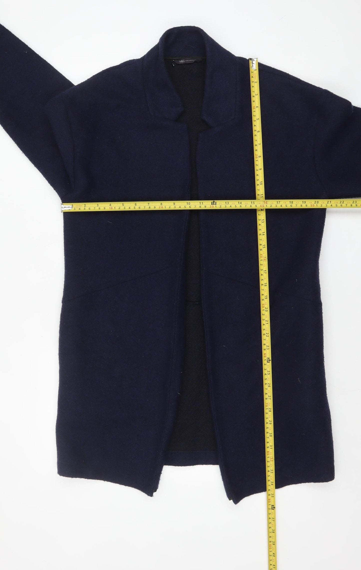 Marks and Spencer Women's Blue Mid-Length Open Front Coatigan Size 12