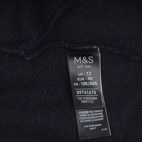 Marks and Spencer Women's Blue Mid-Length Open Front Coatigan Size 12