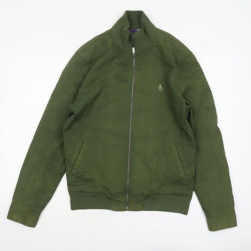 Original Penguin Men's Green Bomber Jacket Size M Cotton Blend