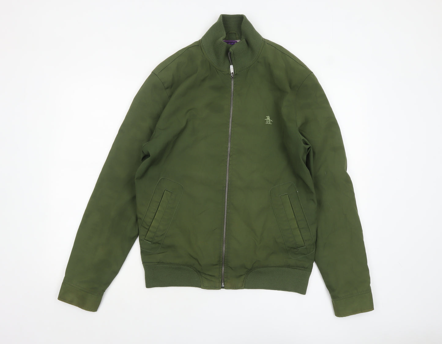 Original Penguin Men's Green Bomber Jacket Size M Cotton Blend
