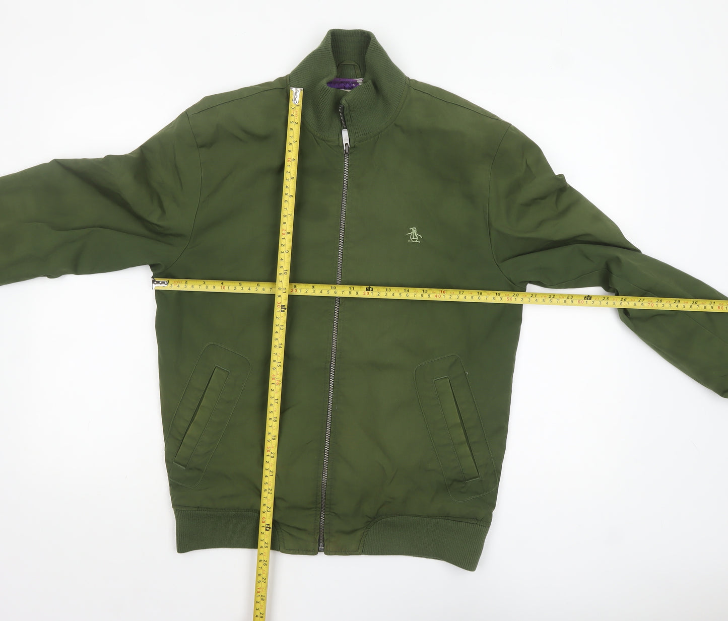 Original Penguin Men's Green Bomber Jacket Size M Cotton Blend