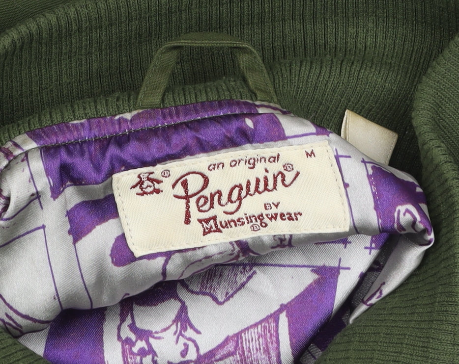 Original Penguin Men's Green Bomber Jacket Size M Cotton Blend